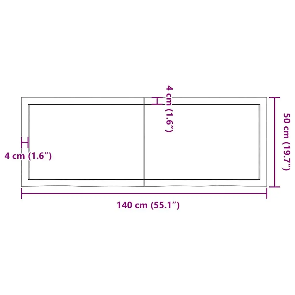 Solid Oak Wood Countertop 140x50x6 cm