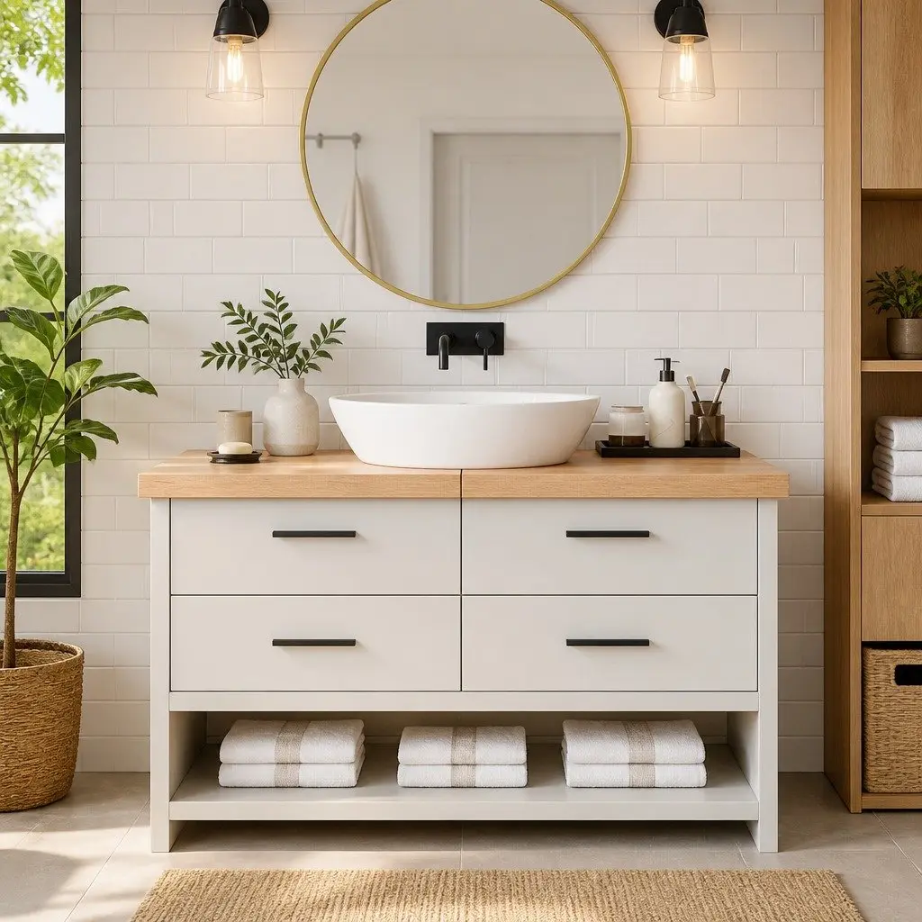Bathroom Countertop 140x60cm Solid Oak Wood Worktop Brown Vanity Top Shelf