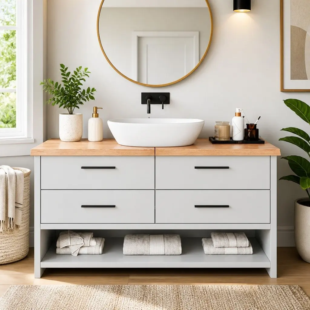 Solid Oak Bathroom Countertop 160x60x4 cm