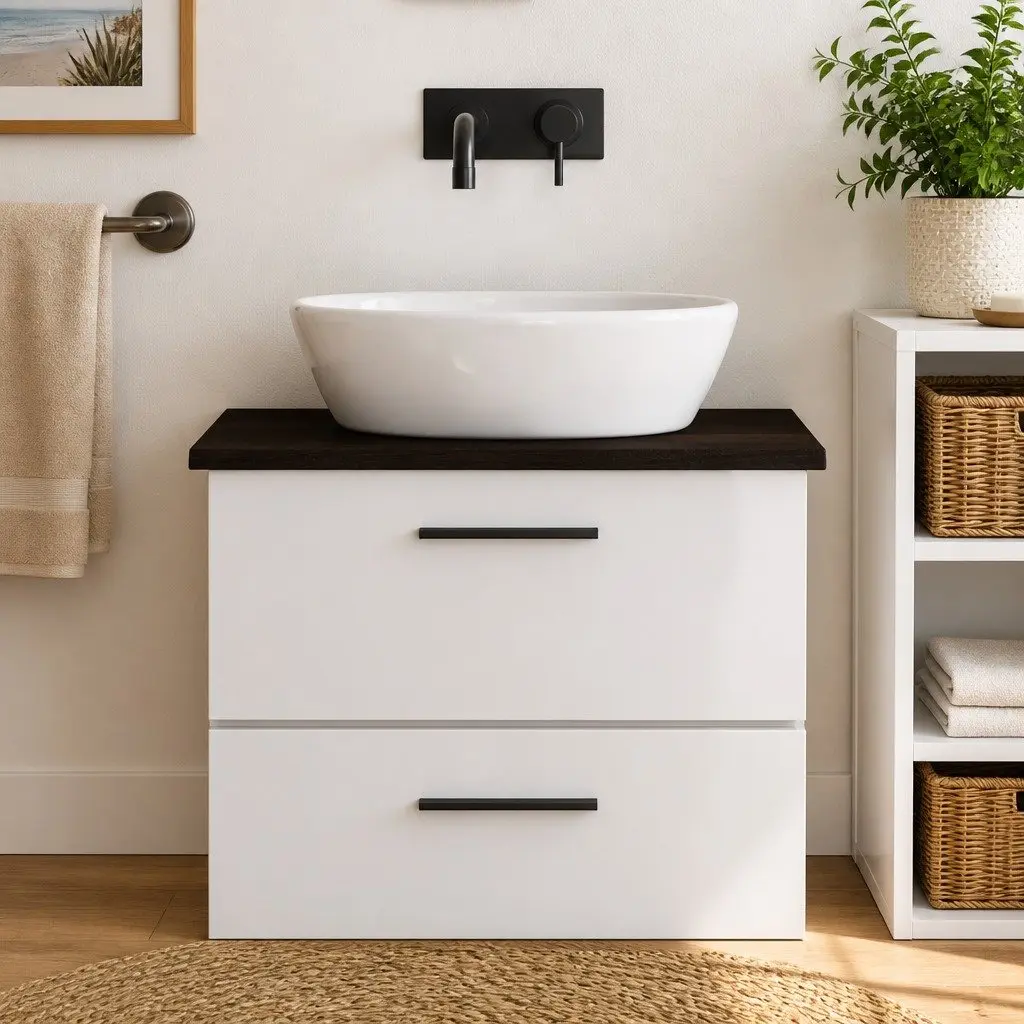 Bathroom Countertop Worktop Vanity Top Solid Wood Dark Brown 60x50cm