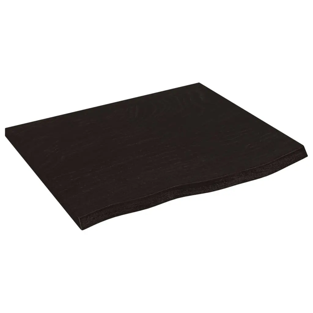 Bathroom Vanity Top Solid Oak Wood 60x50cm Dark Brown Handmade Live Edge Countertop