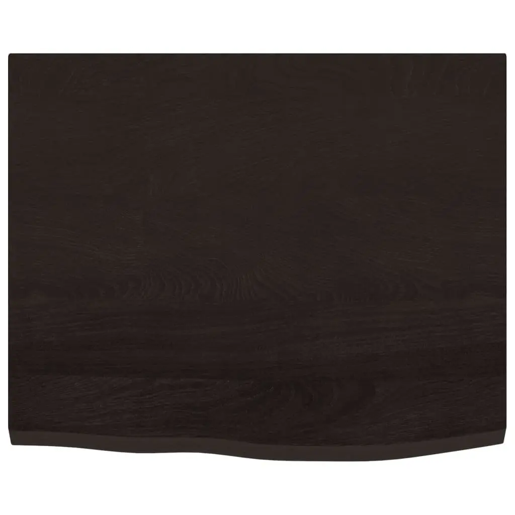 Bathroom Vanity Top Solid Oak Wood 60x50cm Dark Brown Handmade Live Edge Countertop