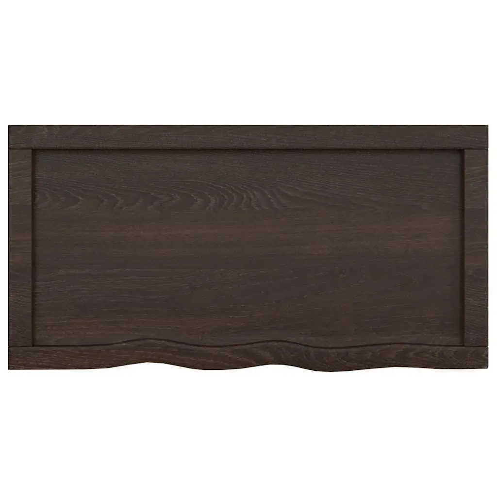 Solid Oak Bathroom Countertop Live Edge 80x40cm Dark Brown