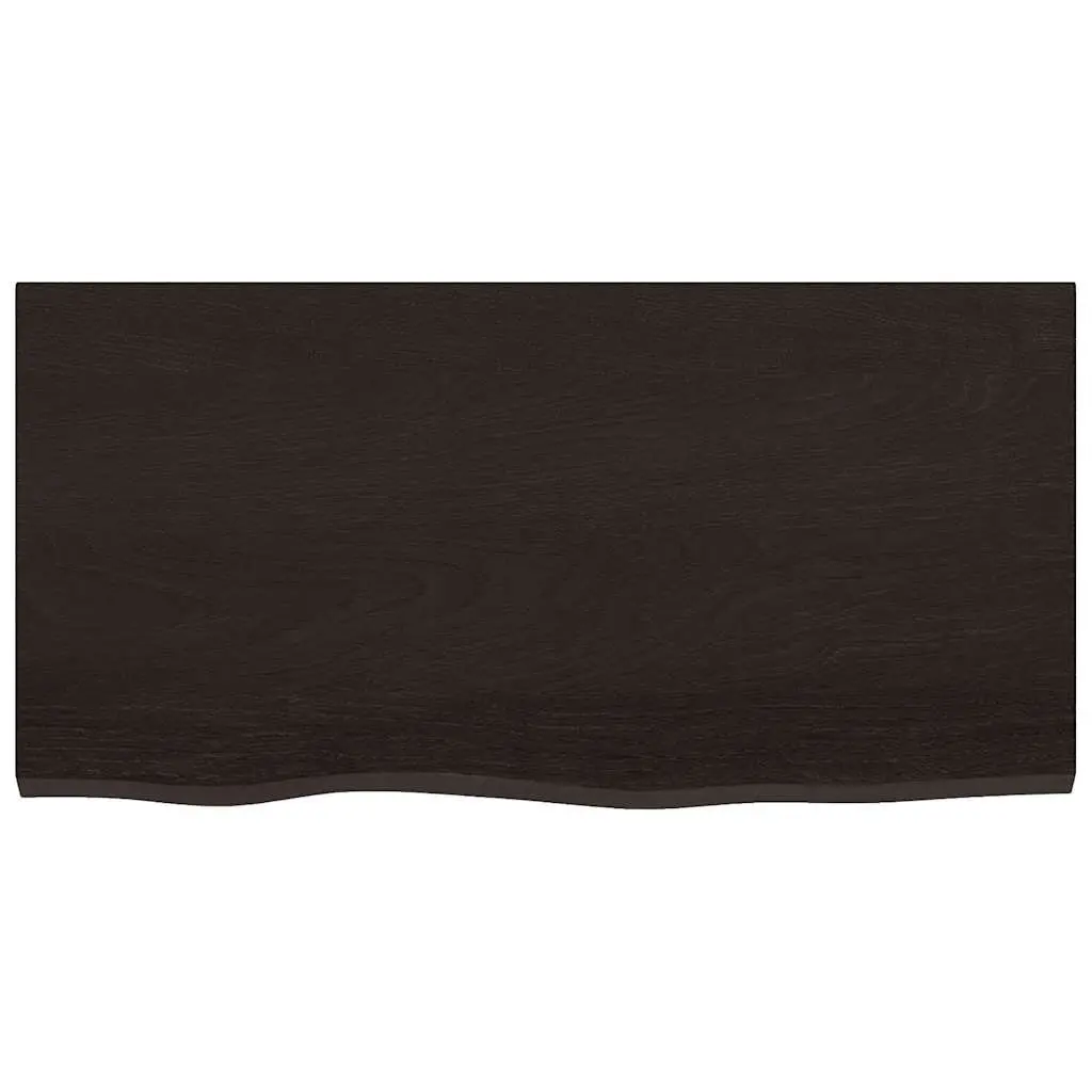 Solid Oak Bathroom Countertop Live Edge 80x40cm Dark Brown