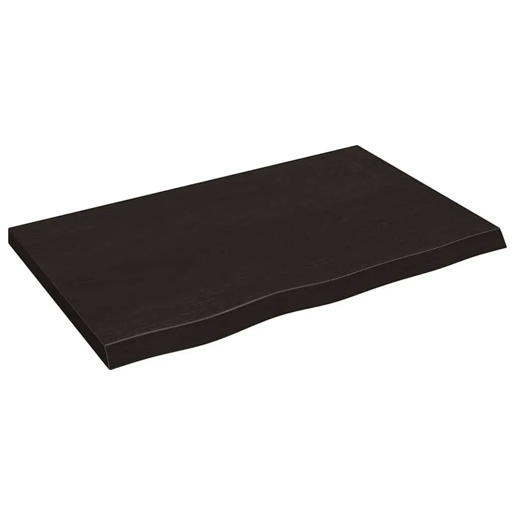 Bathroom Countertop Solid Oak Wood Dark Brown Treated Worktop 80x50cm