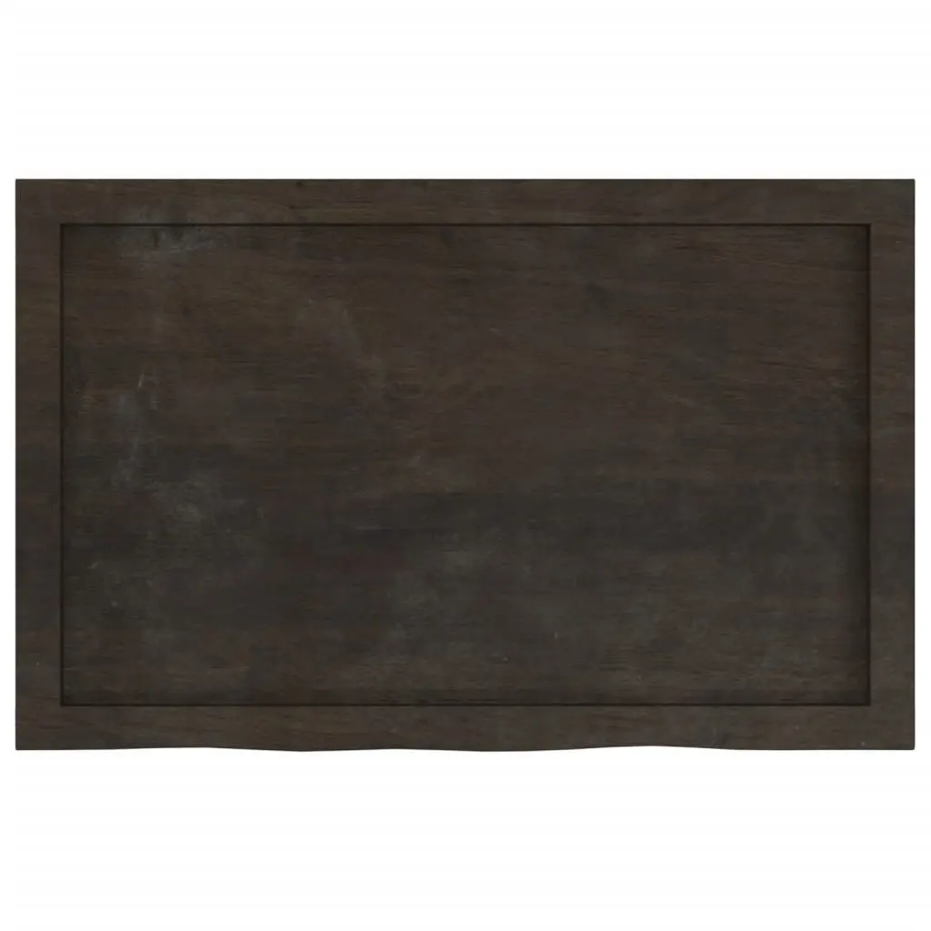 Bathroom Countertop 80x50cm Solid Oak Wood Dark Brown Live Edge Handcrafted Surface