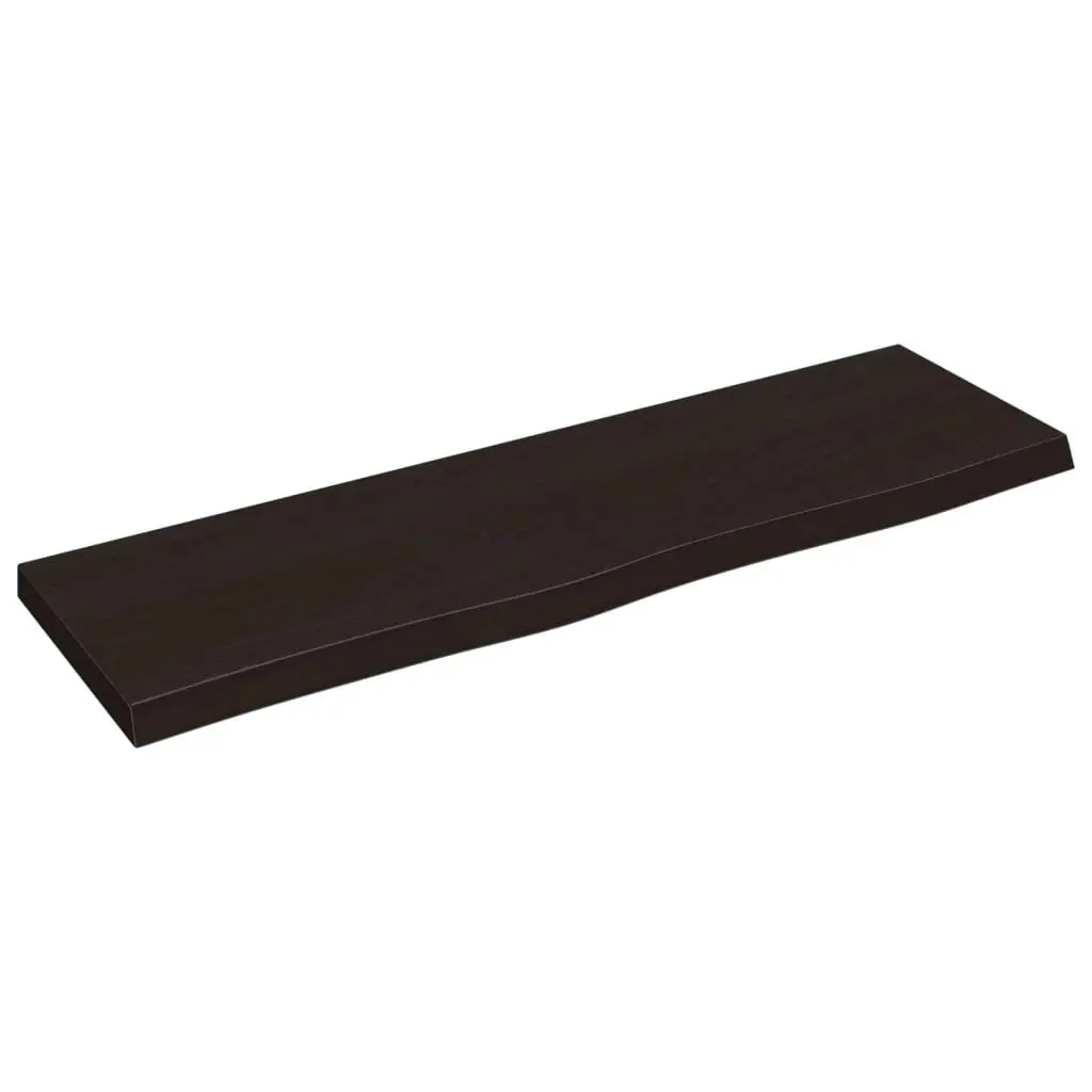 Bathroom Countertop Treated Dark Brown Solid Oak Wood Live Edge 100x30cm