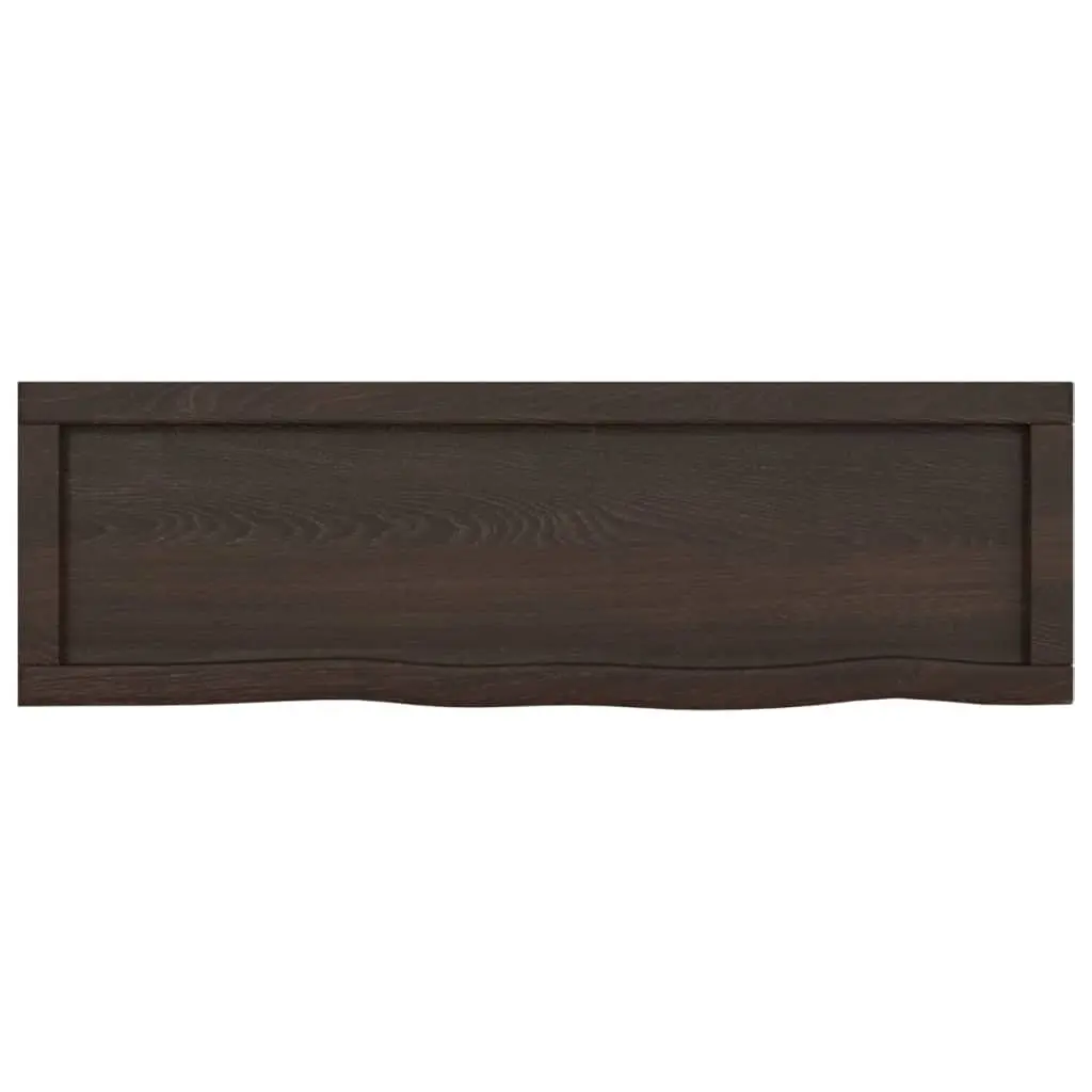 Bathroom Countertop Treated Dark Brown Solid Oak Wood Live Edge 100x30cm