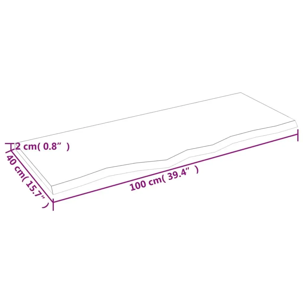 Solid Oak Wood Bathroom Countertop 100x40cm