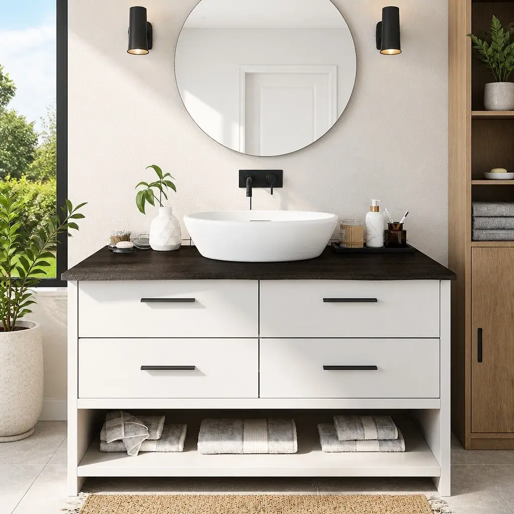 Bathroom Countertop Solid Oak Wood 100 x 50 x 2 cm Dark Brown Treated Live Edge Vanity