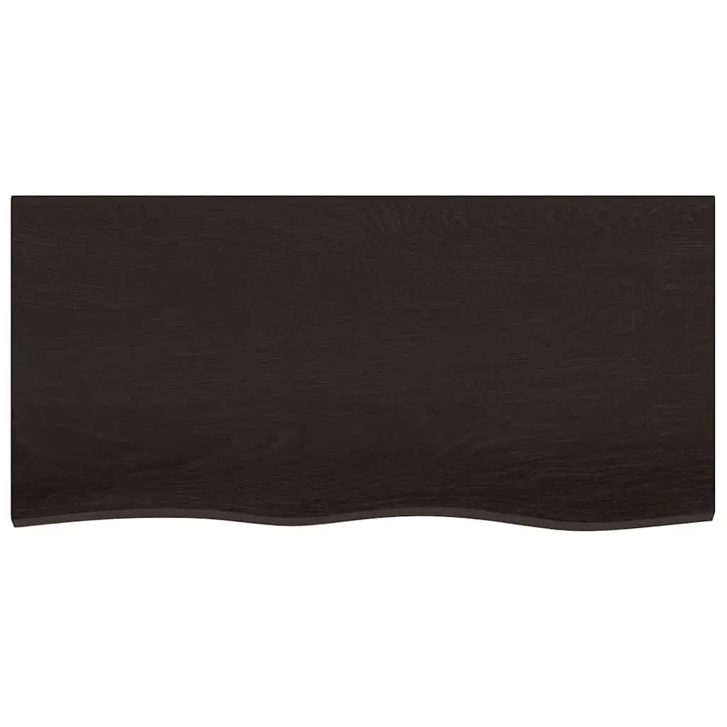 Bathroom Countertop Solid Oak Wood 100 x 50 x 2 cm Dark Brown Treated Live Edge Vanity