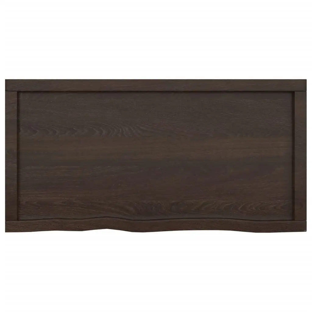 Bathroom Countertop Solid Oak Wood 100x50x6cm Dark Brown Handmade Live Edge Vanity Top