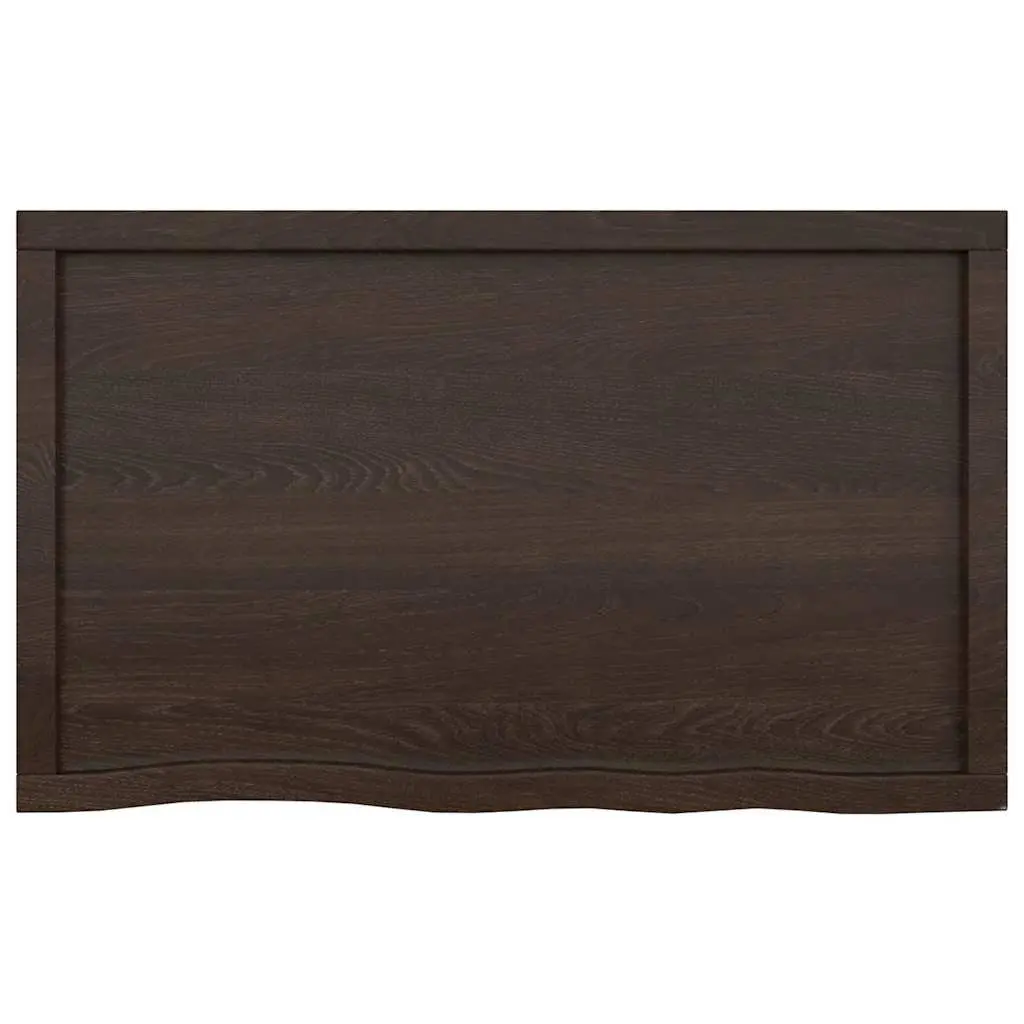 Bathroom Countertop Handmade Dark Brown Solid Oak Wood Live Edge Vanity Top 100x60x6cm