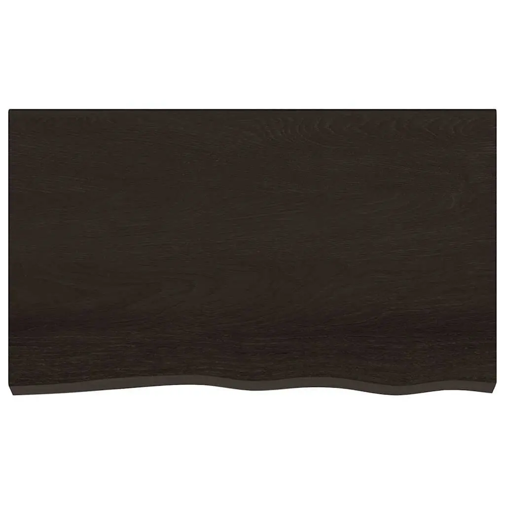 Bathroom Countertop Handmade Dark Brown Solid Oak Wood Live Edge Vanity Top 100x60x6cm