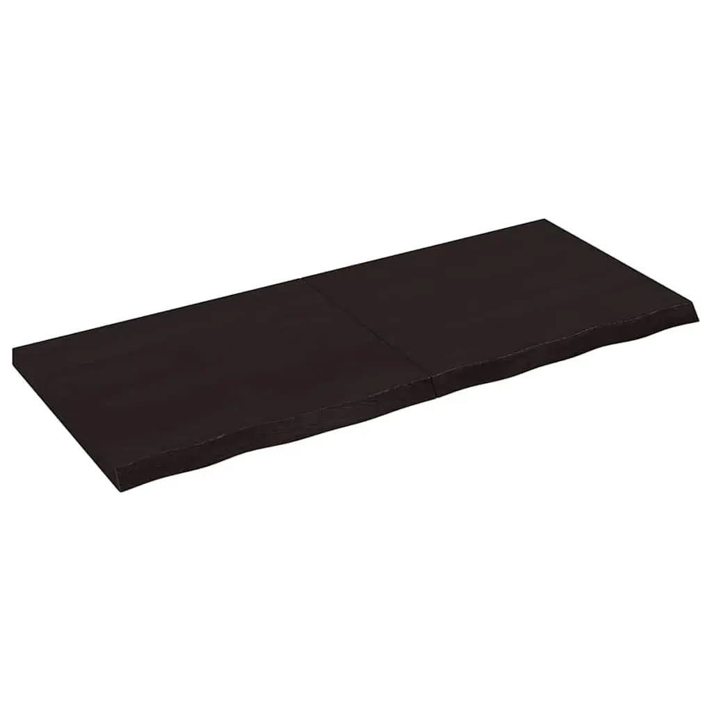 Bathroom Countertop Handmade Solid Oak Wood Live Edge 120x50x4cm Dark Brown Surface