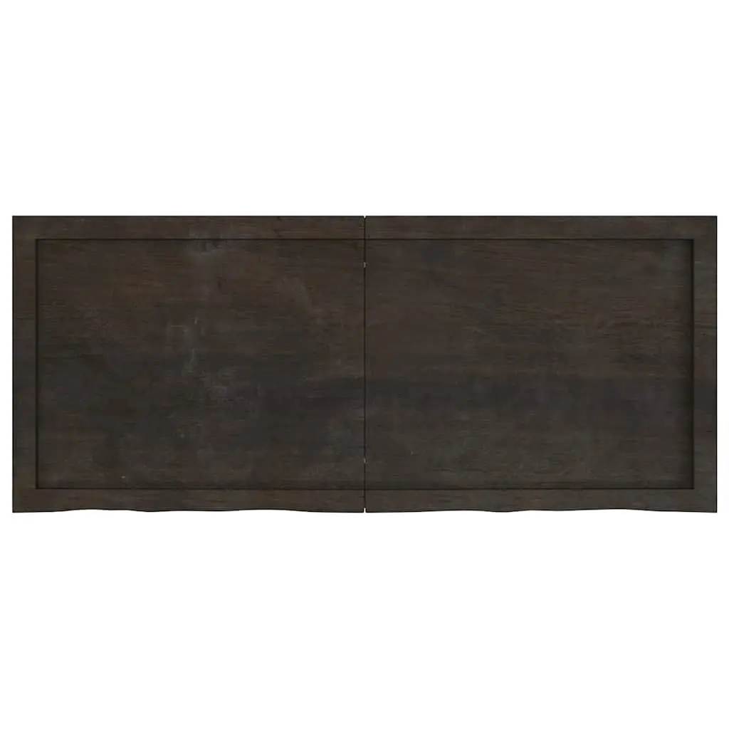 Bathroom Countertop Dark Brown Solid Oak Wood 120x50x6cm Handmade Live Edge Vanity Top