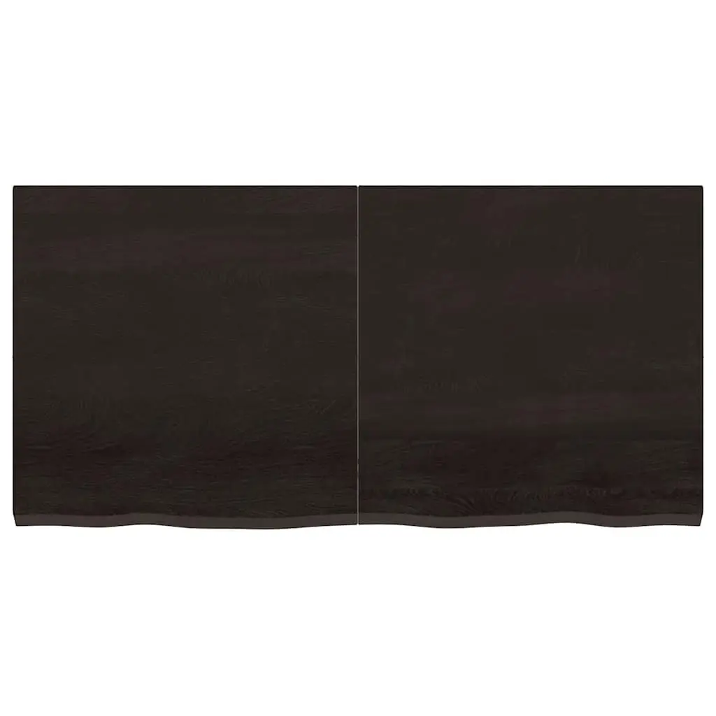 Solid Wood Bathroom Countertop Handmade Live Edge Dark Brown Treated Oak 120x60x4cm Vanity Top