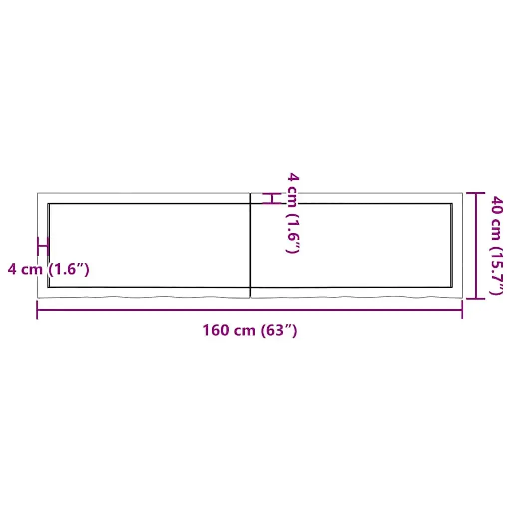 Bathroom Countertop Solid Oak Dark Brown 160x40x4cm