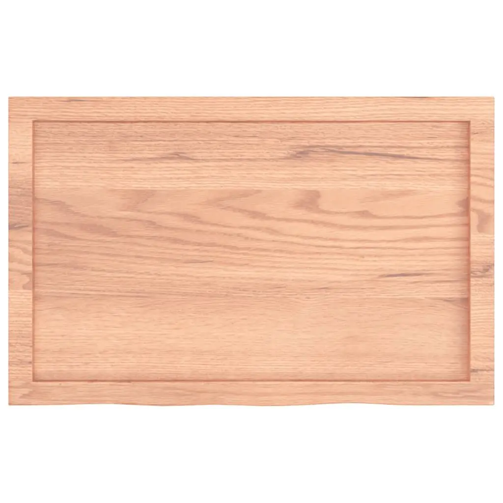 Brown Live Edge Solid Oak Wood Tabletop Replacement 80x50x6cm Handcrafted Varnished Surface