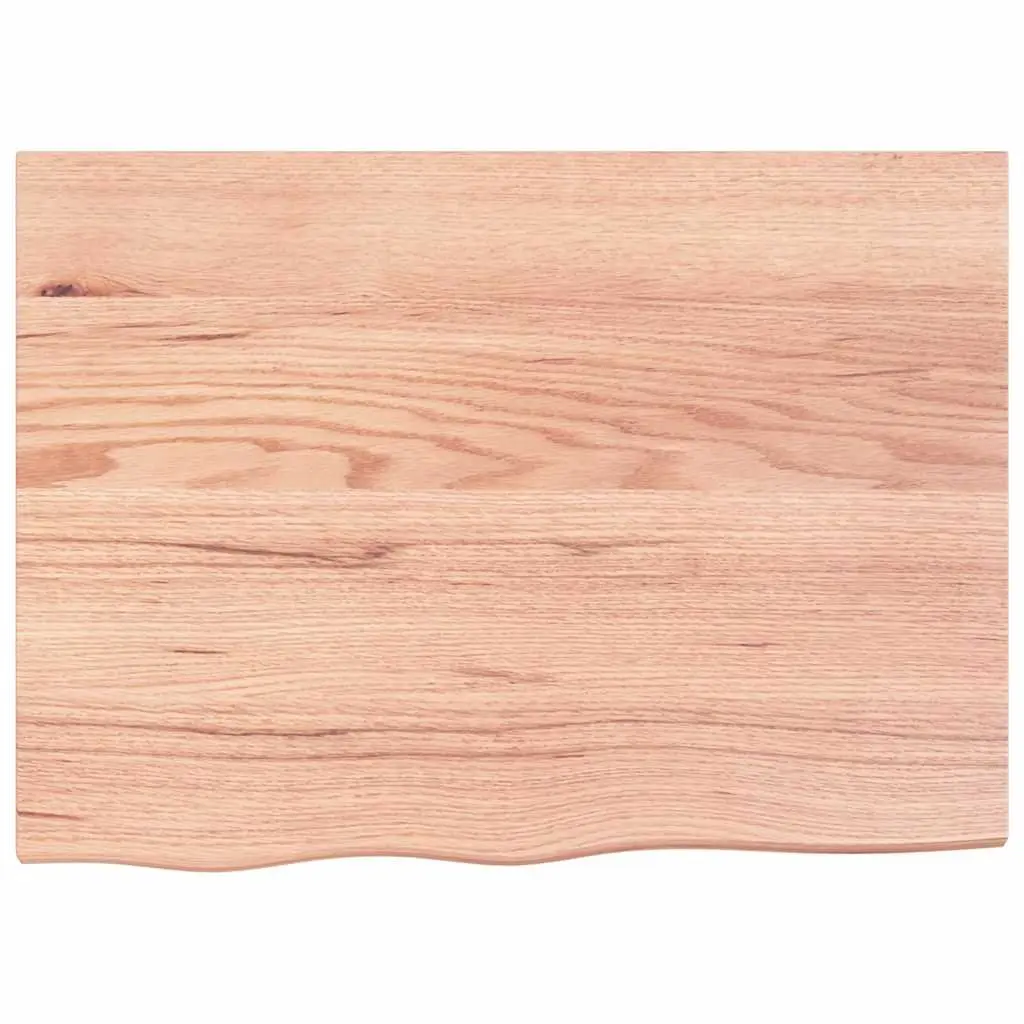 Table Top Solid Oak Wood 80x60x2 cm Light Brown Varnished Handcrafted Live Edge