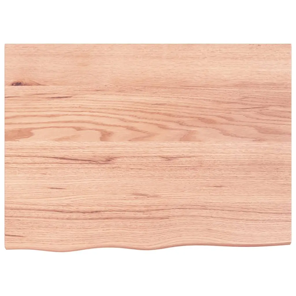 Solid Oak Wood Table Top Brown 80x60x6 cm Handcrafted Varnished