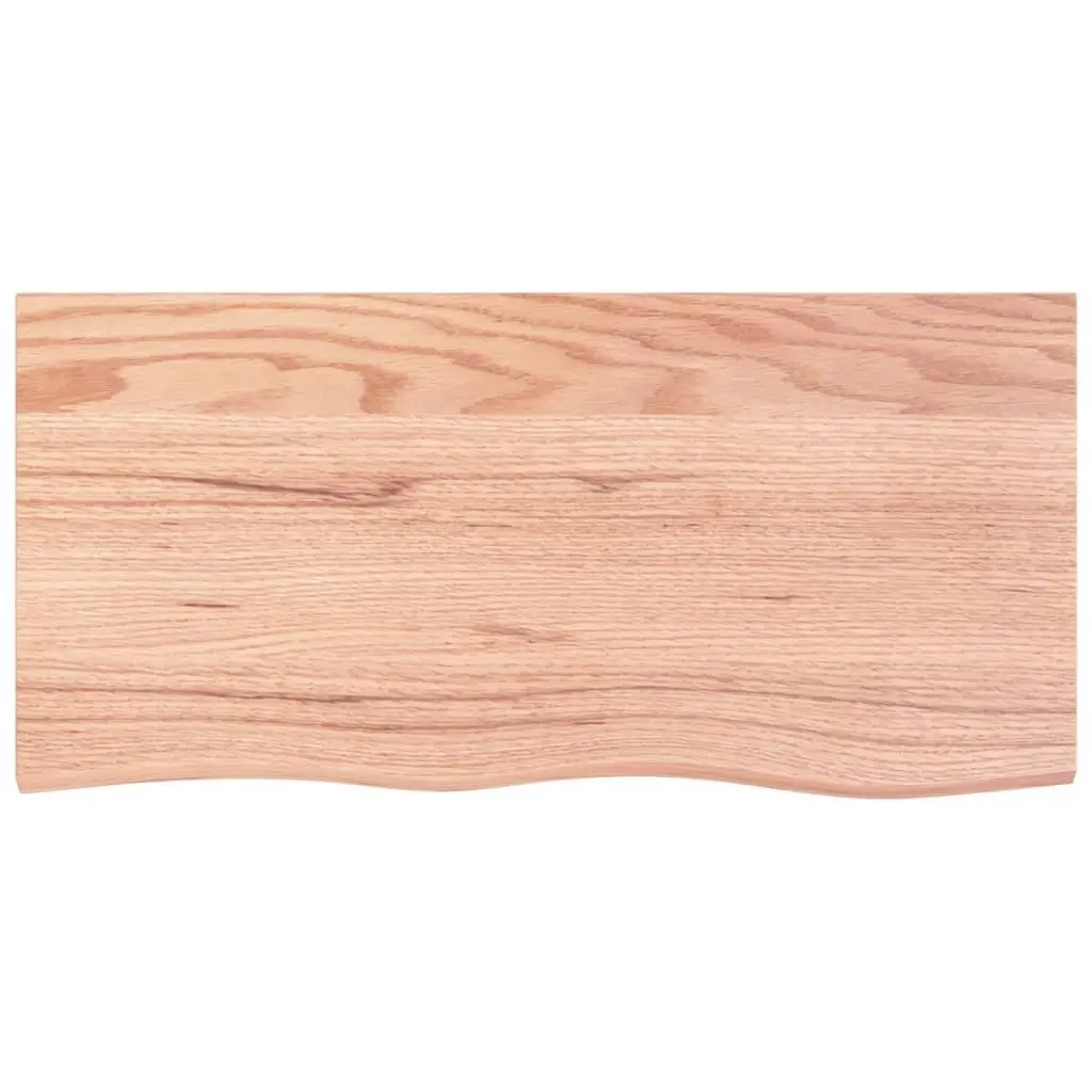 Solid Oak Wood Tabletop Varnished Brown 100x50x4cm Live Edge Handcrafted Surface