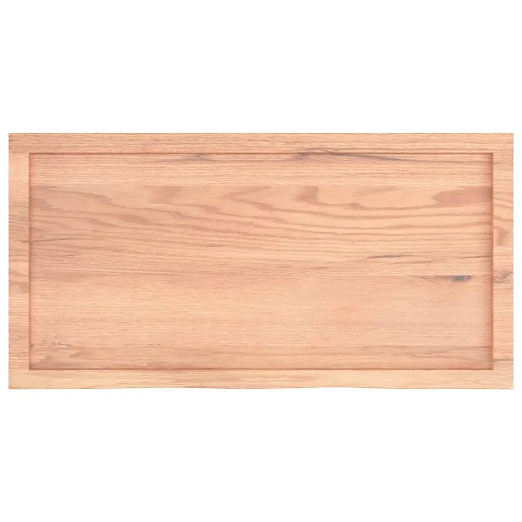 Solid Oak Wood Tabletop Varnished Brown 100x50x4cm Live Edge Handcrafted Surface