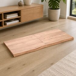 Functional Solid Oak Wood Table Top - 140x60cm Brown Folding Design