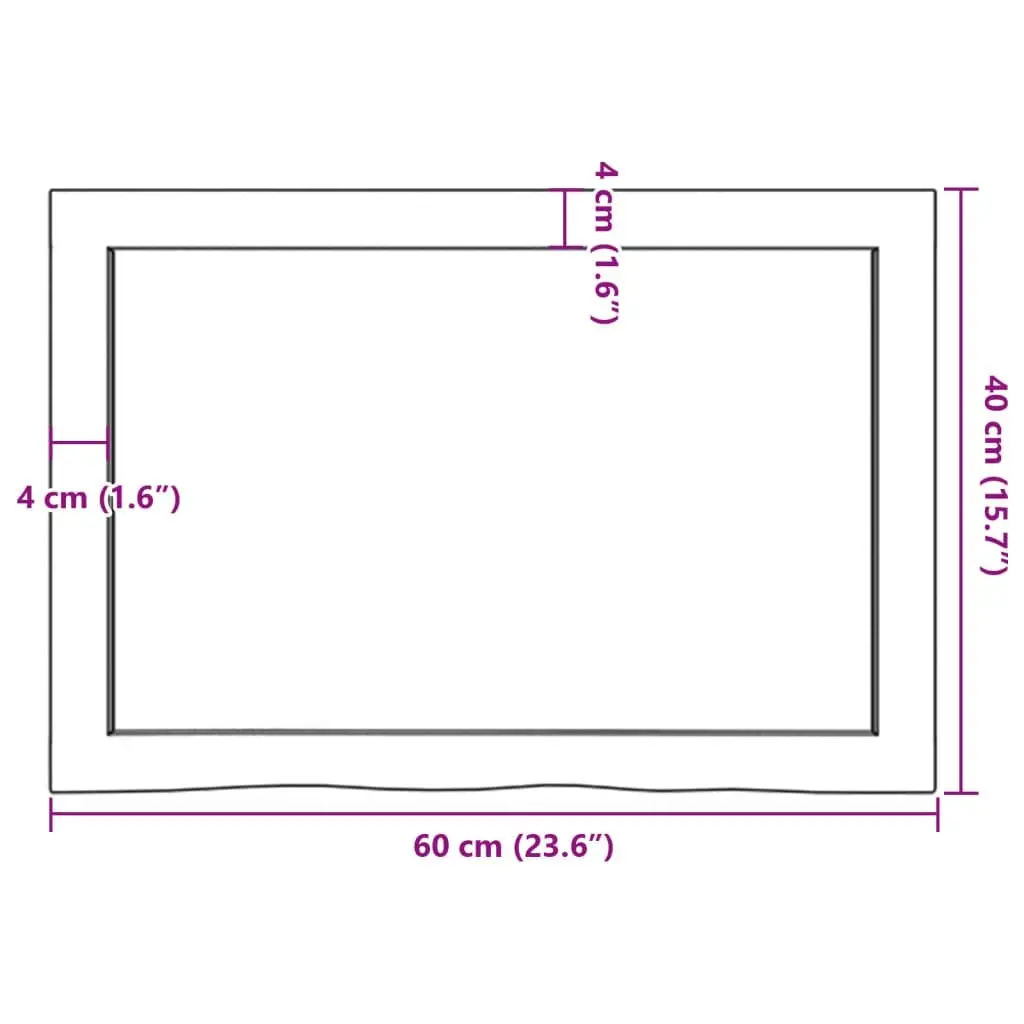 Dark Brown Oak Table Top for Home Use 60x40 cm