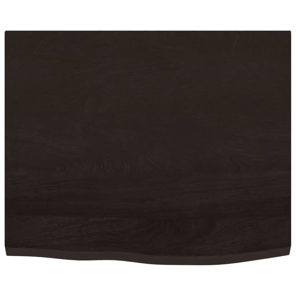 Solid Oak Wood Table Top Dark Brown 60x50x2 cm Treated Live Edge Replacement