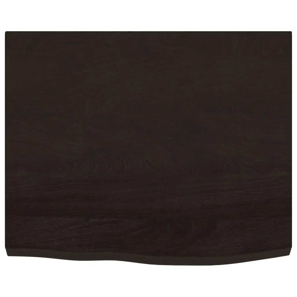 Table Top Dark Brown 60x50x4cm Solid Oak Wood Treated Handmade Live Edge