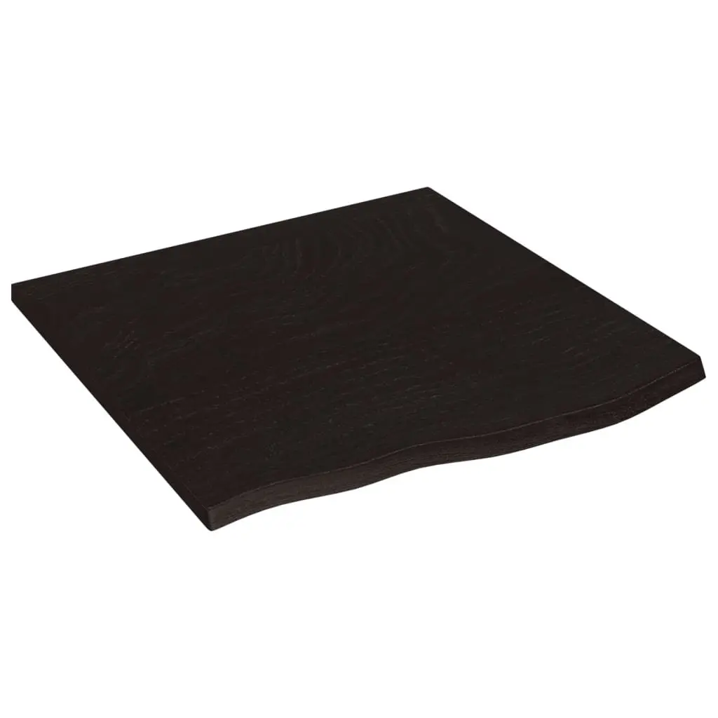 Dining Table Top Solid Oak Wood Handcrafted Live Edge Dark Brown 60x60x2 cm Treated Surface