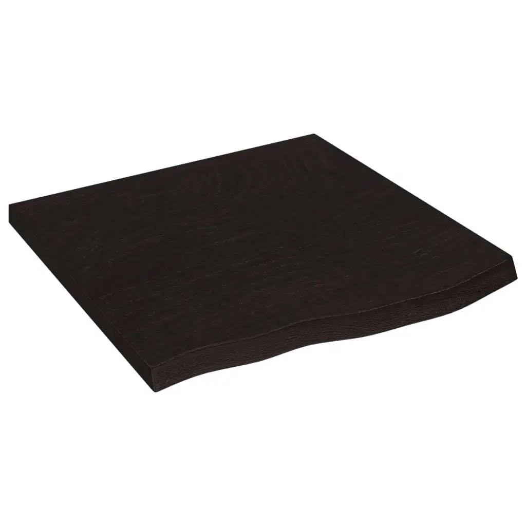 Wooden Table Top Solid Oak Wood 60x60x4 cm Dark Brown Treated Live Edge