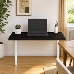 Wooden Table Top 80x40x4 cm Solid Oak Dark Brown Treated Handmade Live Edge