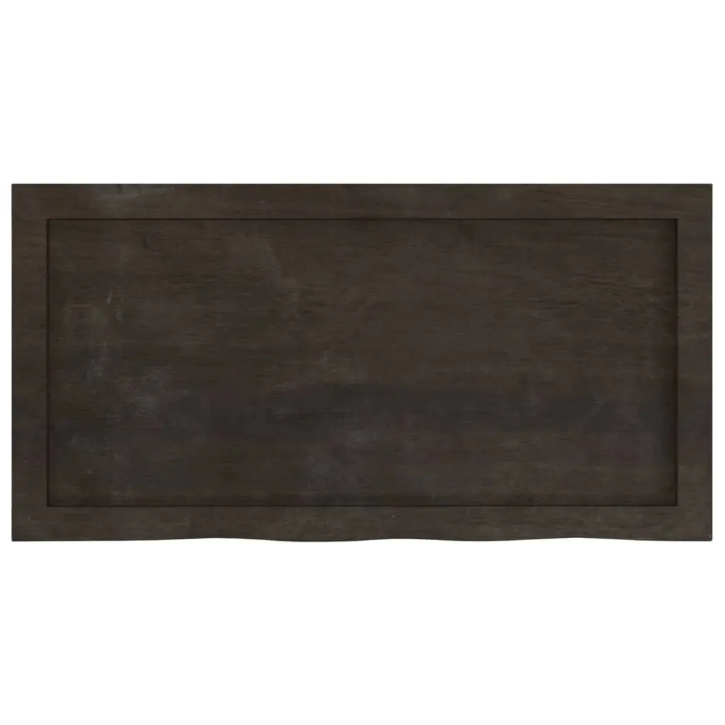 Wooden Table Top 80x40x4 cm Solid Oak Dark Brown Treated Handmade Live Edge