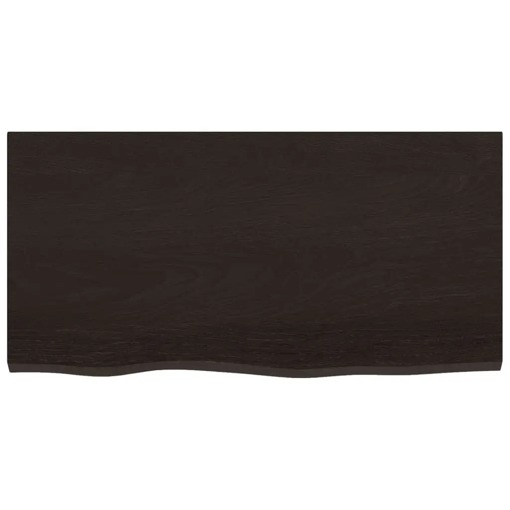 Wooden Table Top 80x40x4 cm Solid Oak Dark Brown Treated Handmade Live Edge