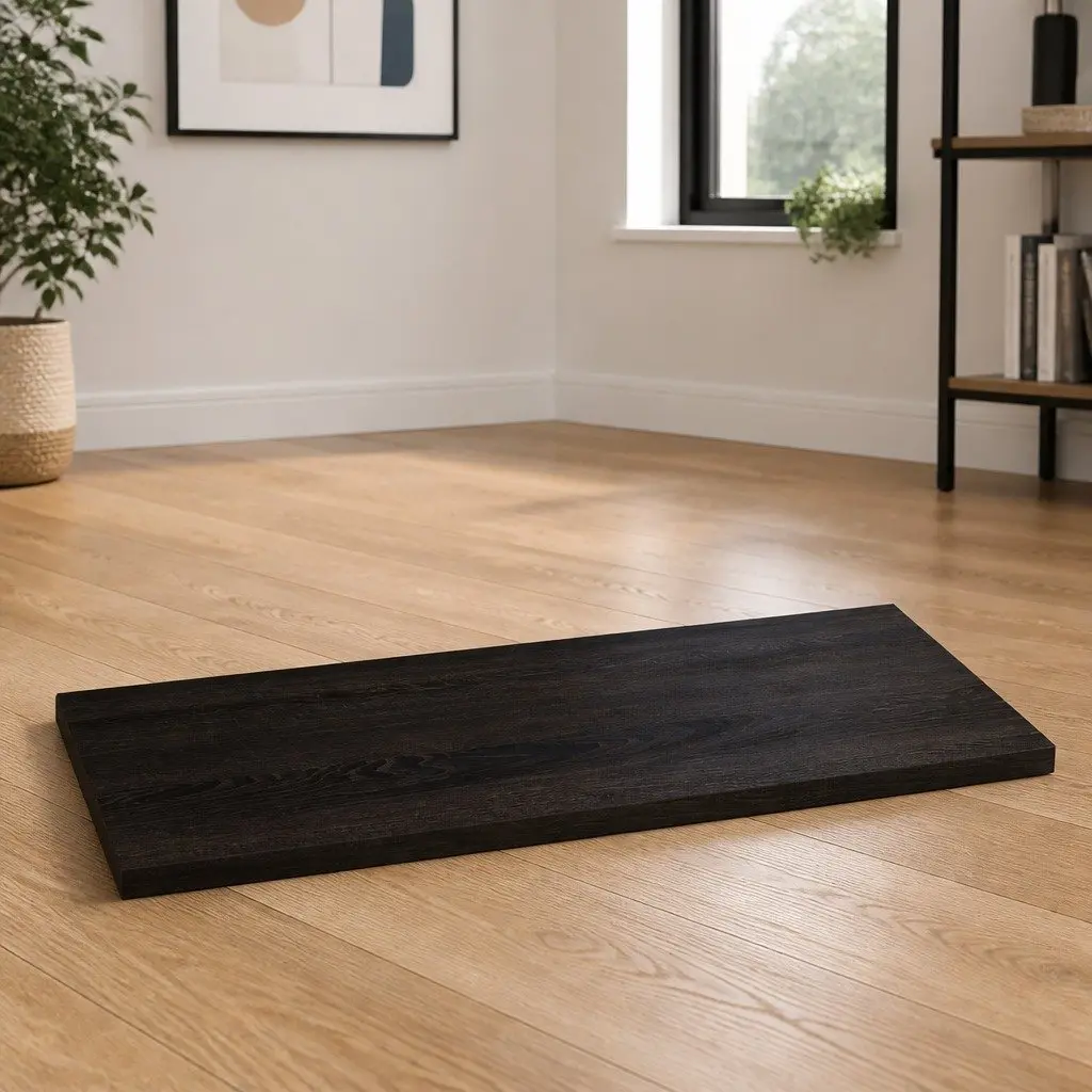 Wooden Table Top Solid Oak 80x60x2 cm Dark Brown Handcrafted Live Edge Replacement Top