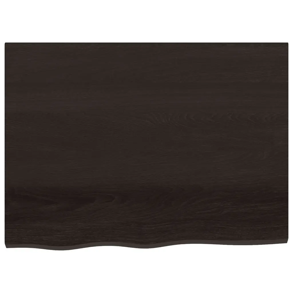 Wooden Table Top Solid Oak 80x60x2 cm Dark Brown Handcrafted Live Edge Replacement Top