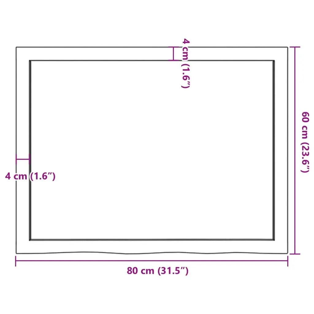 Dark Brown Solid Oak Table Top Replacement 80x60x6 cm