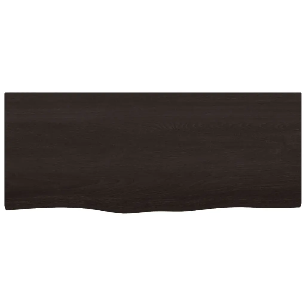 Live Edge Table Top Solid Oak Wood Treated 100x40x6cm Dark Brown