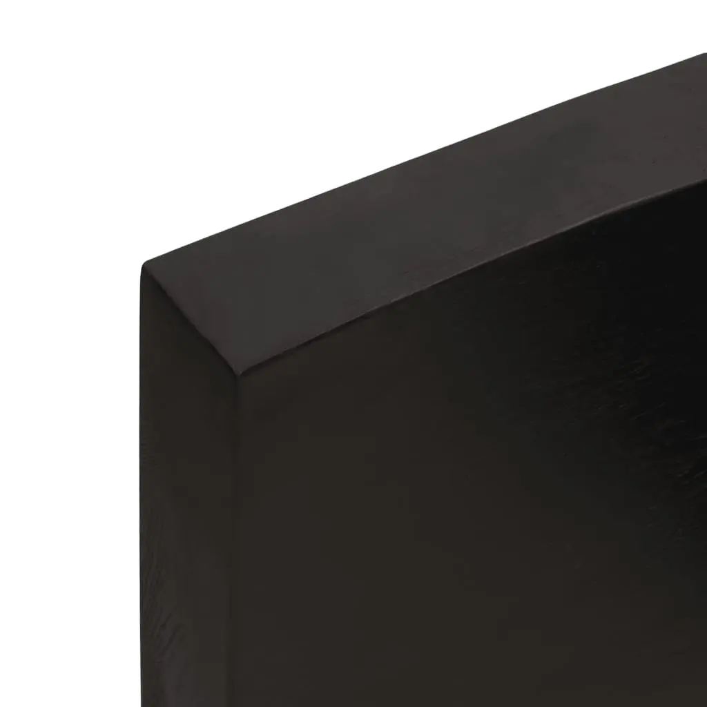 Table Top Solid Oak Wood 100x50x6 cm Dark Brown Live Edge Handcrafted