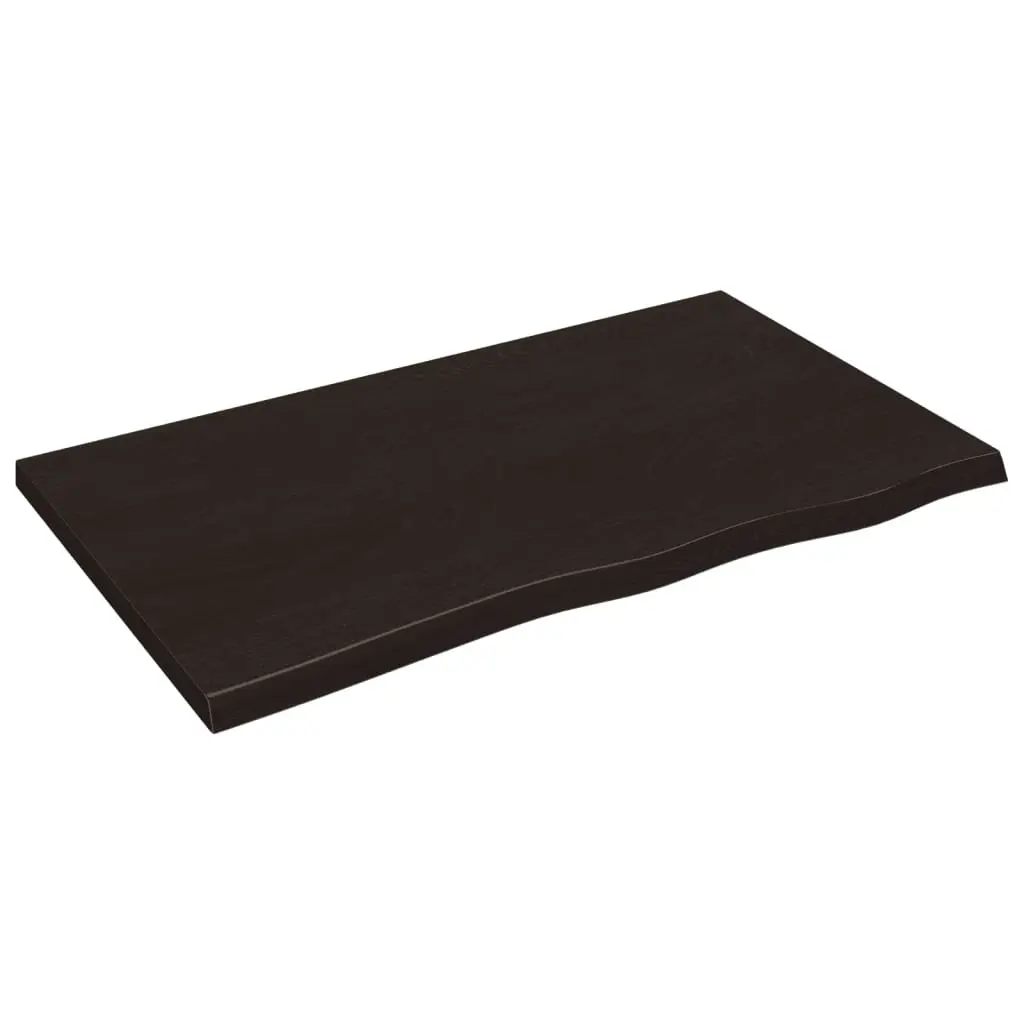 Table Top Solid Oak Wood 100x60x4 cm Dark Brown Treated Live Edge