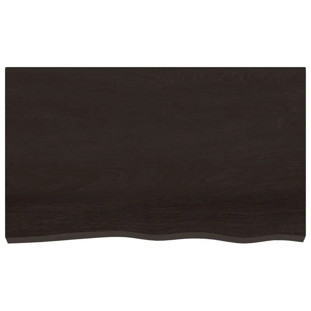 Table Top Solid Oak Wood 100x60x4 cm Dark Brown Treated Live Edge