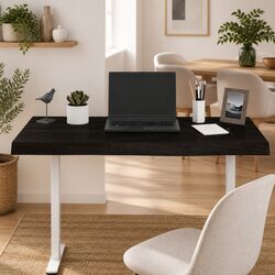 Wooden Table Top 100x60x6cm Dark Brown Treated Solid Oak Handmade Live Edge