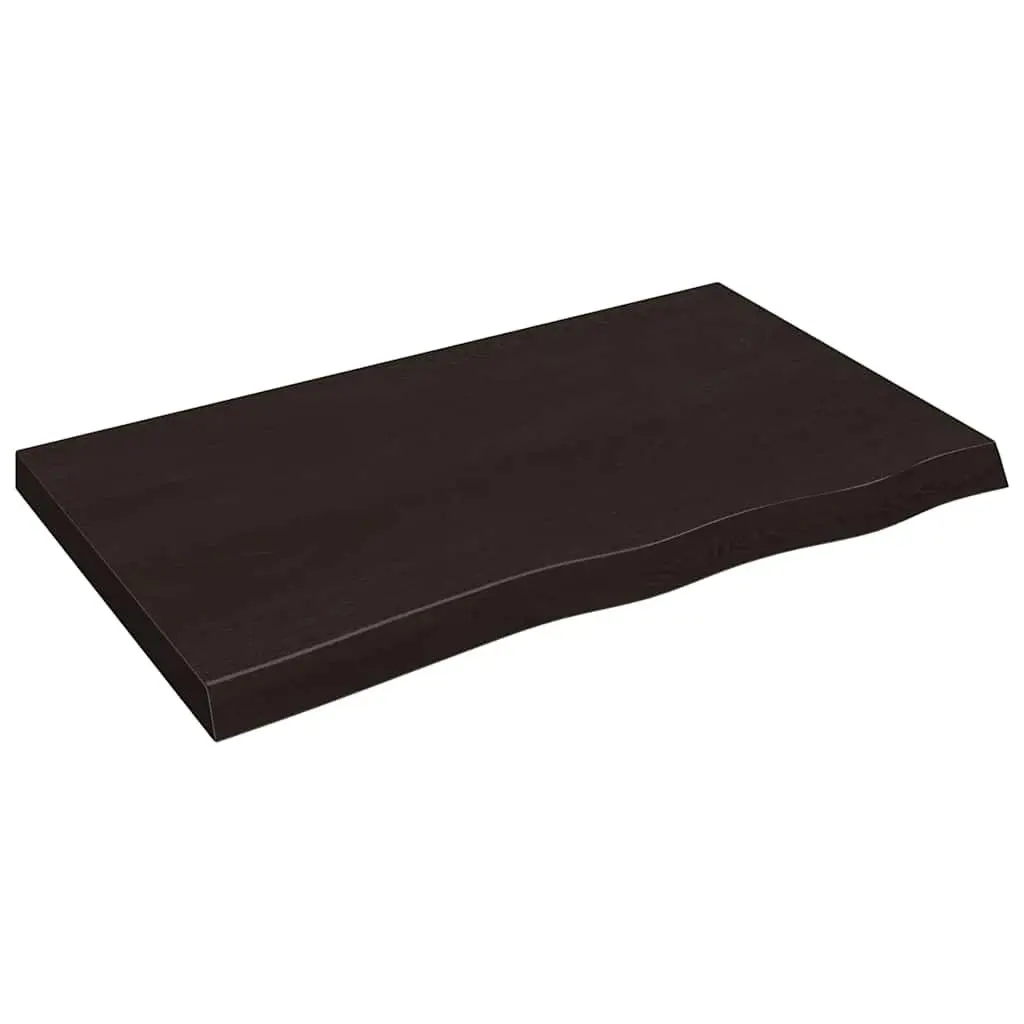 Wooden Table Top 100x60x6cm Dark Brown Treated Solid Oak Handmade Live Edge