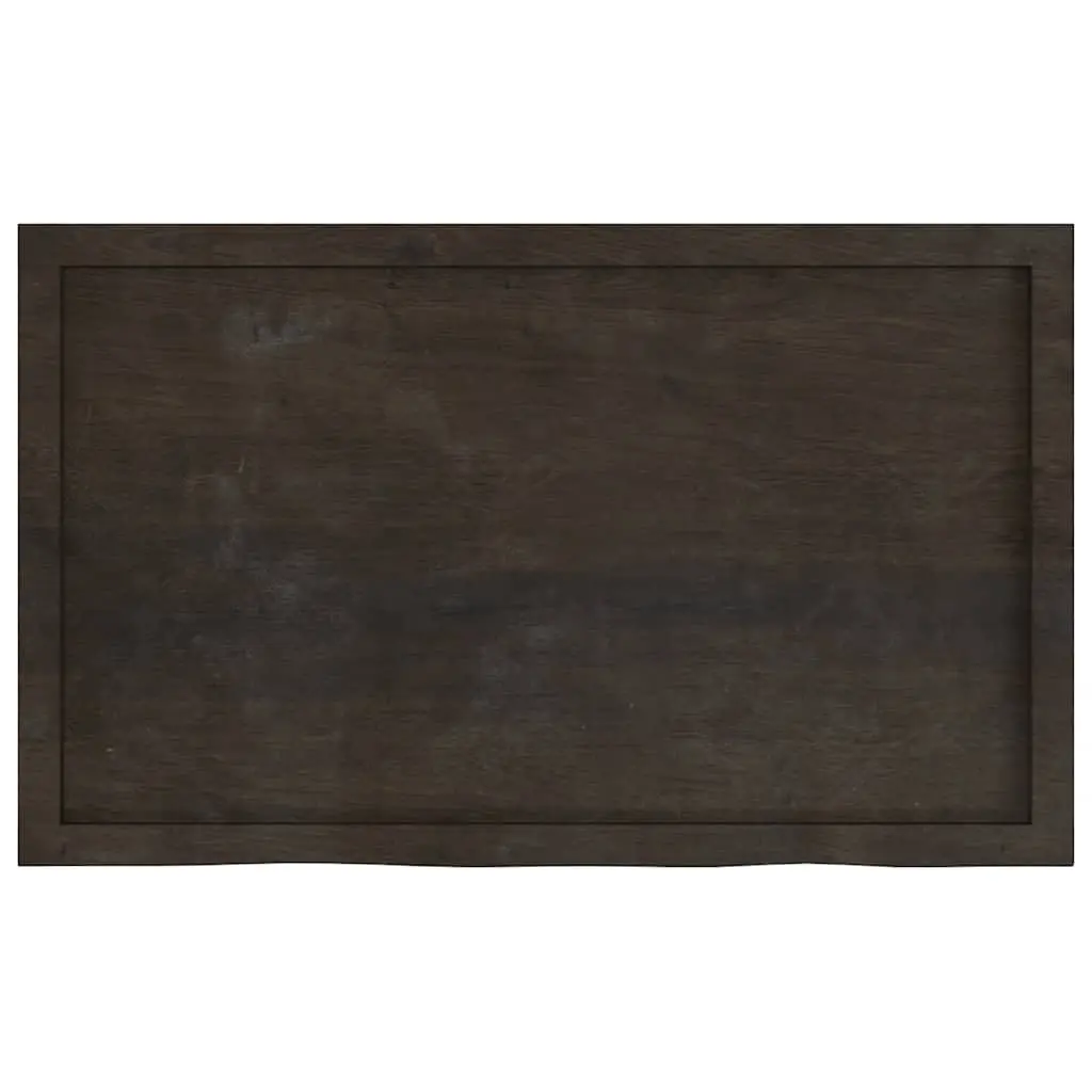 Wooden Table Top 100x60x6cm Dark Brown Treated Solid Oak Handmade Live Edge