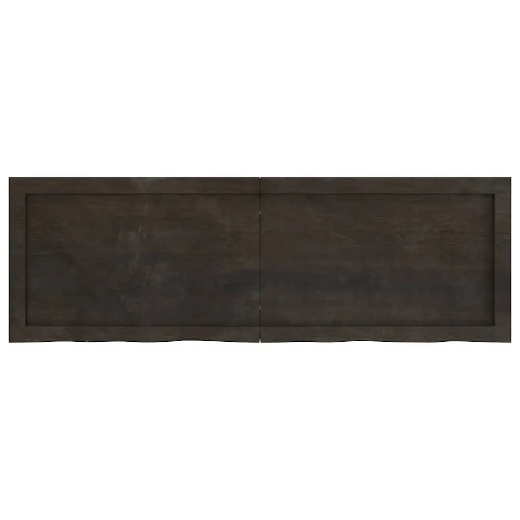 Solid Oak Wood Table Top 120x40cm Dark Brown Treated Handmade Live Edge