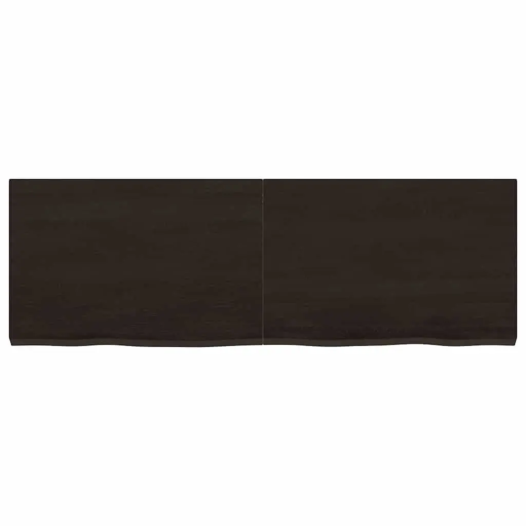 Solid Oak Wood Table Top 120x40cm Dark Brown Treated Handmade Live Edge