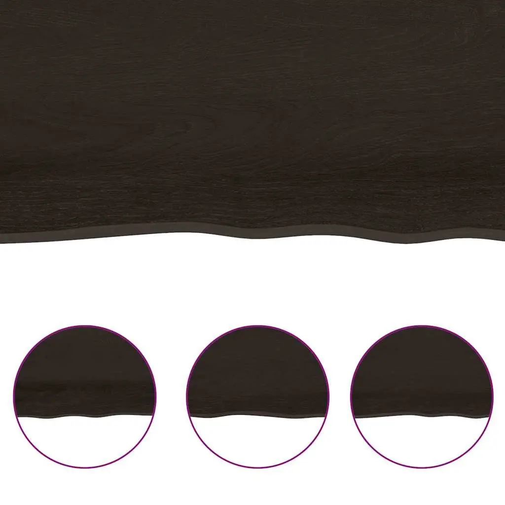 Solid Oak Wood Table Top 120x50cm Dark Brown Treated Tabletop Replacement Board