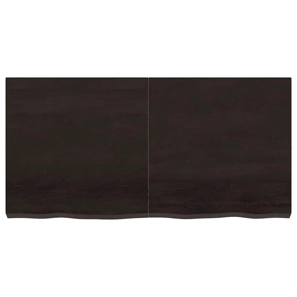 Folding Table Top Dark Brown Solid Oak Wood 120x60cm Live Edge Handcrafted